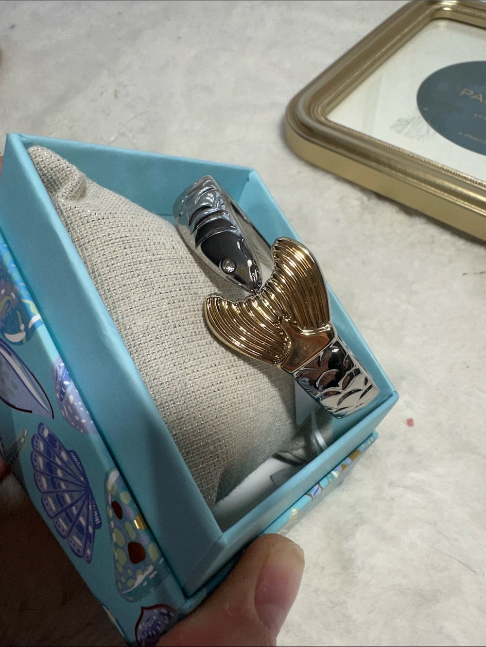 Piper K fish hinged bangle cuff bracelet